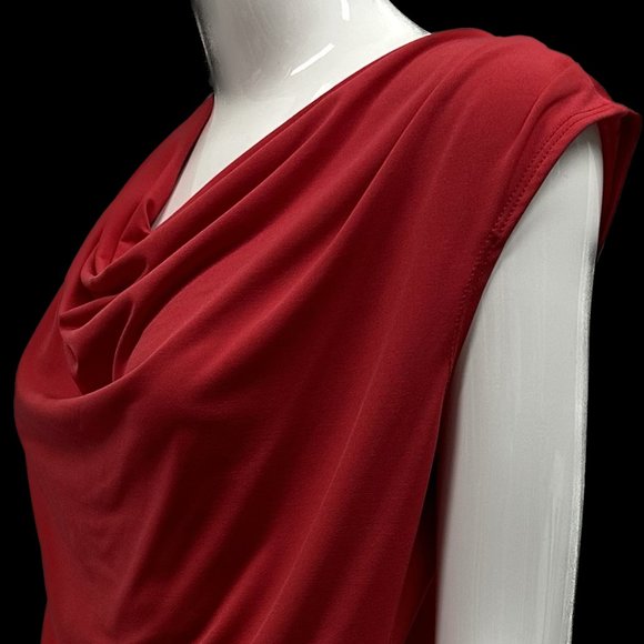 Sleeveless Red Drape Top women’s size S - Picture 3 of 6